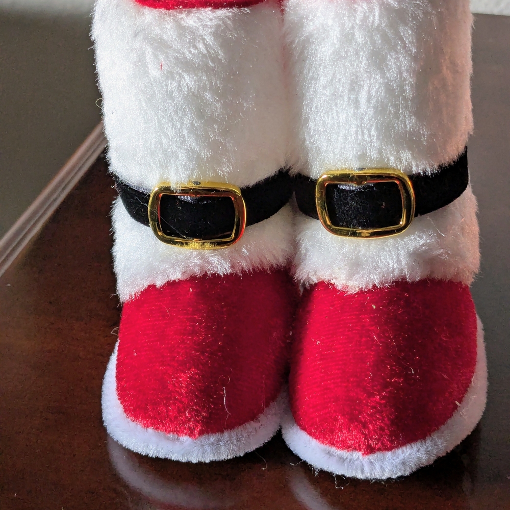 Cute And Festive Santa Plush Booties Christmas Ornament